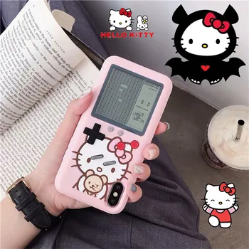 Sanrio הלו קיטי מקרה טלפון קונסולת משחק עבור IPhone 13 12 11 Pro מקס הלחץ מהנה טטריס החבילה המלאה לכסות משחק פגז