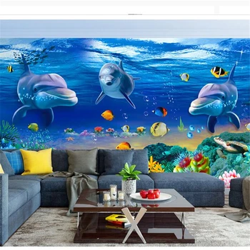 wellyu המסמכים parede טפט מותאם אישית 3D החלום העולם מתחת למים דולפין הנושא קיר המסמכים דה parede פארא-קוורטו behang