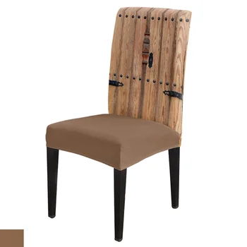 דלת עץ בסגנון רטרו האוכל הכיסא מכסה ספנדקס נמתח כיסוי מושב לחתונה מטבח אירועים מסיבת מושב מקרה