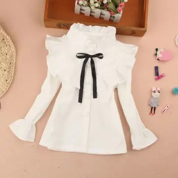 דייר חדש האביב שיפון חולצה לבנה גדולות בנות ג ' וניור תלמידים מקרית בסיסי חולצות תינוק תינוק בגיל ההתבגרות קשת בגדים
