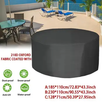 גינה חיצונית סביב רהיטים כיסוי שחור 210D אוקספורד מרפסת ספה מצופה בד כיסוי הגנה עמיד למים, אנטי-UV Dustpro D6X8