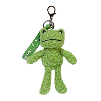ירוק צפרדע מחזיק מפתחות קטיפה Keyring קריקטורה תרמיל תליון בשביל ילדה T