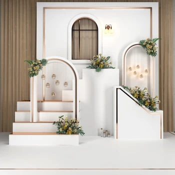 Yeele תמונה סצנות תפאורות נברשת מדרגות פרחים הפנים דיוקן החתונה התינוק צילום רקעים לצילום סטודיו