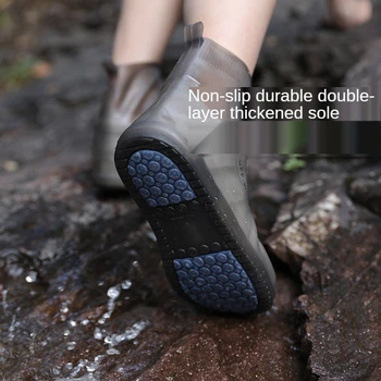 מגפי גשם אטים לגשם מעובה סיליקון נעל מכסה חיצוני קמפינג לשימוש חוזר למבוגרים ילדים החלקה TPE נעלי מים SP057