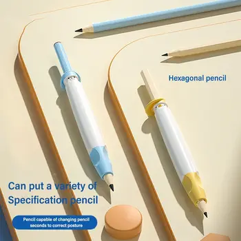 לחץ על סוג כתיבה יציבה מחזיק עט ארגונומי נייר סיליקון אוחז עיפרון רך סיליקון כותב סיוע אחיזה תלמידים