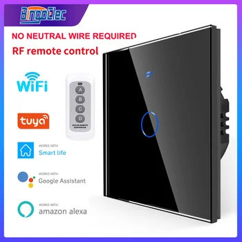 Smart Wifi מגע מתג לא נייטרלי חוט דורשים RF433 בית חכם 1/2/3 החבורה מרחוק מתג האור תמיכה אלקסה Tuya אפליקציה Bingoelec