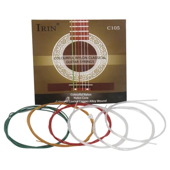 IRIN C105 קשת מיתרים לגיטרה ניילון הליבה צבעוני מצופה סגסוגת נחושת פצע אקוסטית גיטרה קלאסית(.028-.043)
