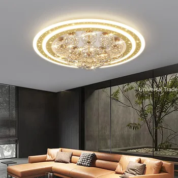 נורדי קריסטל מנורת תקרה יוקרה בסלון אור יצירתי הזהב זכוכית כדור השינה מנורה מודרנית ביתיים פשוטים אורות