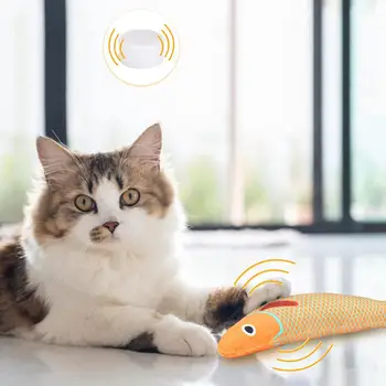 חתול מצויר קטיפה דגים נפית החתולים צעצוע נשיכה עמיד ללבוש עמיד בקיעת שיניים אינטראקטיבי ללעוס צעצועים ציוד לחיות מחמד