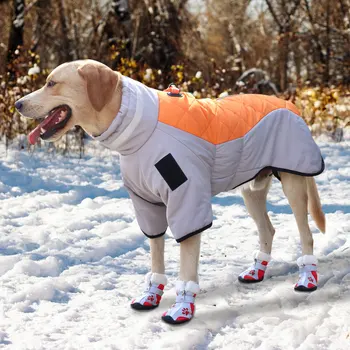 יוקרה חורף חם כלב גדול בגדים עמיד למים מעיל אפודה עם צווארון גבוה עבור לברדור פארקה בולדוג צרפתי גרייהאונד