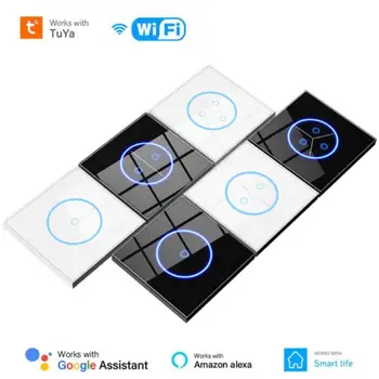 WIFI Tuya חכם להחליף 10A האיחוד האירופי 1/2/3Gang מתג אור לוח זכוכית מגע מתג האפליקציה/שליטה קולית באמצעות חכם החיים אלקסה הבית של Google