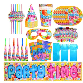 צלחות נייר חג מסיבת יום ההולדת ציוד וקישוטים 71 יח ' נייר צבעוניים יום הולדת קישוטים עבור הילדים ציוד למסיבות