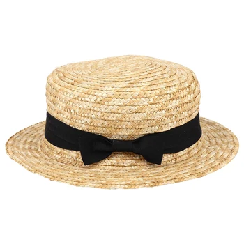 חמוד ילדה בנות כובע קש Bowknot שמש כובע ילדים גדולים ברים החוף בקיץ מגבעת החוף סרט עגול שטוח העליון פדורה Hat