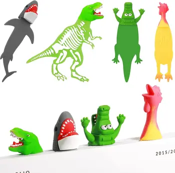 מצחיק זוהר סימניה דינוזאור כריש עוף תנין סימניות סימניות עבור ילדים 3D Cartoon סימניות עבור בנים בנות מתנות