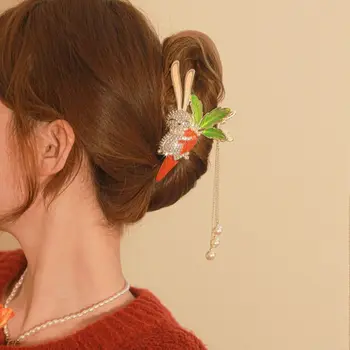 ציצית Hairgrip הקוקו מחזיק סיכות כיסוי הראש זירקון קוריאנית שיער קליפים נשים כריש קליפ ארנב גזר, שיער, ציפורניים קריסטל