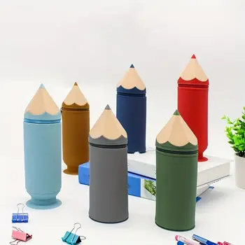 יצירתי מחזיק עט Dustproof עיפרון צורת סיליקון קלמר גדול קיבולת אחסון עמיד למים דלי תלמידים