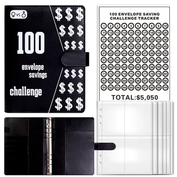 חיסכון אתגרים הספר 100 המעטפה אתגר תקציב קלסר קל ומהנה דרך להציל $5,050 קלסר עם מעטפות מזומנים.