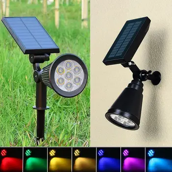 7 LED מופעל סולארית מנורת קיר בצבע השמש זרקורים חיצוני עמיד למים הדשא בגינה גדר נוף אורות דקורטיביים