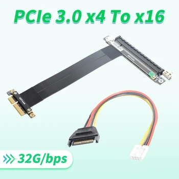 PCIe 3.0 x4 כדי x16 סיומת BTC כרייה כבל מהירות מלאה PCI-e קמה מתאם GTX1080Ti גרפיקה כרטיס הרחבה-P4 SATA כוח
