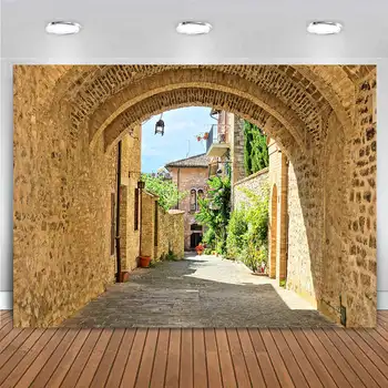 הרחובות הישנים בעיר רקע איטלקי יוון פריז סמטה צרה רקע ימי הביניים באירופה מסעדה בית קפה קמור קיר אבן