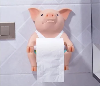 יצירתי פיגי מחזיק נייר טואלט אגרוף-בחינם קיר רכוב יד רקמות תיבת חזיר מתלה מגבות סליל סליל המכשיר BathroomDecoration