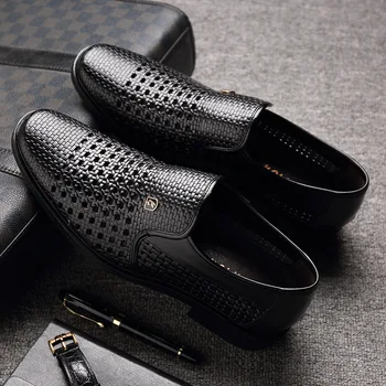 בקיץ עור חדש עסק של גברים רשמי נעליים חלול החוצה רכים גברים נעלי אוקספורד Mens להחליק על שטוח נעלי שמלה SY6-182