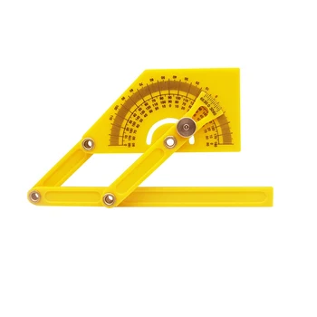 1 יח ' צהוב תבנית כלי זווית מד בקנה מידה כלי זווית של 180 מעלות סרגל מתקפל קל לנשיאה ציוד מדידה