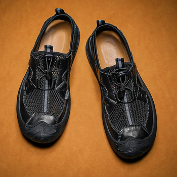 מקורי קיץ עור אמיתי סנדלי קלאסי נעליים מזדמנים גברים חיצונית חוף סנדלים רומי קיץ גברים נעלי מים Size 38-44