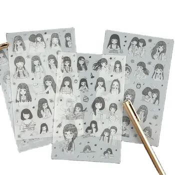 6 דפים/חבילה חיי היומיום של בנות קישוט עיצוב אלבומים מדבקות PVC שקוף כתיבה מתכננת מדבקות