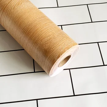 PVC עמיד למים עץ מלא בעיצוב קשר נייר רהיטים שיפוץ מקלפים ומדביקים קיר מדבקה דבק עצמי עבה טפט