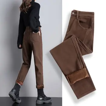 קטיפה ג ' ינס 2023 החדשות של נשים סתיו חורף ישר מכנסיים Oversize הרגל רוחב רחב Harajuku אופנה קוריאנית סגנון אופנת רחוב Kpop