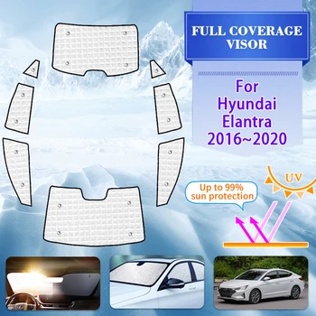 המכונית חלון מלא שמשיה עבור יונדאי Elantra סדאן 2016~2020 לספירה מכונית סולארית הגנה חלון מגן השמש שמשיה אביזרי כיסוי