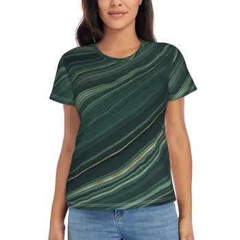 הנשי חולצת קיץ שיש להדפיס חולצת טי נוזל ירוק Vintage חולצות T שרוול קצר צוואר V לובשים רחוב גרפי Oversize בגדים