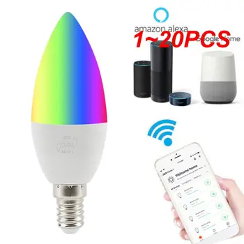 1~20PCS חכם WiFi Bulb E14/E12 RGB הנורה תמיכה אלקסה/ הביתה/IFTTT חכם רמקול שליטה קולית 5W נורות Led