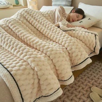 שמיכות צמר חיקוי פרווה שמיכה חמימות בחורף סופר נוח מיטה שמיכות High-end חמים לחורף שמיכה על הספה