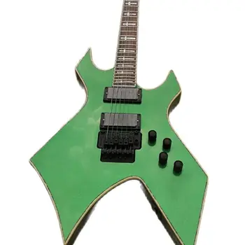 6 מחרוזות 22 הסריגים בגיטרה חשמלית קלאסי ירוק עם צורה מיוחדת Humbucker ויברטו מערכת מותאמת אישית חנות מפעל למתחילים
