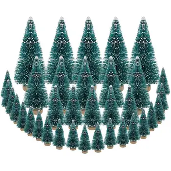 35 יח ' מיניאטורי עץ חג המולד שלג מלאכותי פרוסט עצי אורן, עצי חג המולד DIY מלאכה המפלגה קישוט (4 גודל)