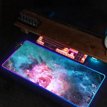 Xxl משטח עכבר Rgb Galaxy תאורה אחורית Mousepad גיימר משחקים השולחן אביזרים גדול Mousepepad אור אחורי Deskmat שולחן שטיח ארון מחשב
