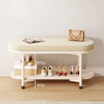 הנעל משתנה צואה קרם סגנון מזדמנים עץ ביתיים ארון נעליים פשוטות 2 שכבה עם אחסון תפקוד הרהיטים בסלון