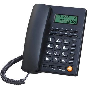הטלפון הקווי שולחן העבודה של טלפון קבוע הטלפון המתקשר טלפון דלפק קבלה למשרד ביתי עם שיחה הצג טלפון