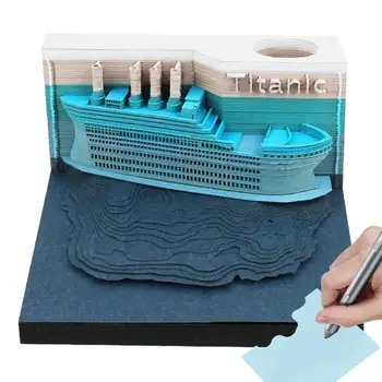 3D Memo Pad אור LED התזכיר אמנות הספינה בצורת הערה ניירות מתנת החג הסוללה מופעל על השולחן המקושט על מחקר חדרי מעונות בתי ספר