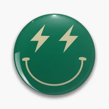 ירוק וזהב ברק לנו חיוך רך כפתור Pin עיצוב כובע תכשיטים מצחיק צווארון מאהב מתכת מתנה יצירתית תג סיכה