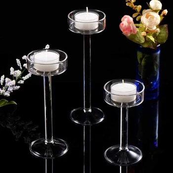 1Pc זכוכית פמוטים להגדיר נר Tealight בעל הבית עיצוב שולחן חתונה קישוטי קריסטל מחזיק ארוחת ערב, סידור השולחן