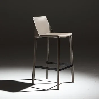 איטלקי מינימליסטי אוכף כיסא מעור תעשייתי בסגנון בר-כיסא בר שרפרף אור יוקרה קפה אוכף כיסא בר הכיסא