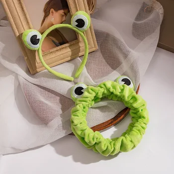 ירוק צפרדע איפור בגימור 2021 מצחיק רחב שוליים אלסטיים Hairbands בנות חמודות להקות שיער לנשים אביזרי שיער בנות Hairband