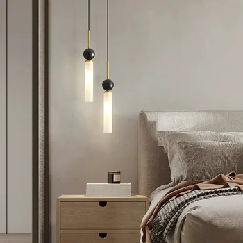 מעצב משיש טבעי אורות תליון נחושת עבור חדר האוכל שליד המיטה המטבח הלובי המנורה Dropshipping כבל מתכוונן נורת G9