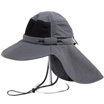 שמש Mens נשים הכובע כובעים עם צוואר דש הגנת UV גדולה שוליים רחבים, טיול דיג לקיץ פעילות חיצונית