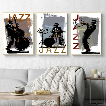 נורדי קיר אמנות פוסטר הדפסה הלהקה גיטרה ג ' אז בלוז מוסיקה דיוקן בד ציור דקורטיבי קיר תמונה בסלון עיצוב