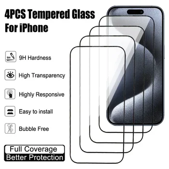 iPhone 13 Pro זכוכית 4Pcs אנטי-פרץ מזג זכוכית עבור iPhone של אפל 13 Pro מגן מסך iPhone 13 Pro סרט מגן