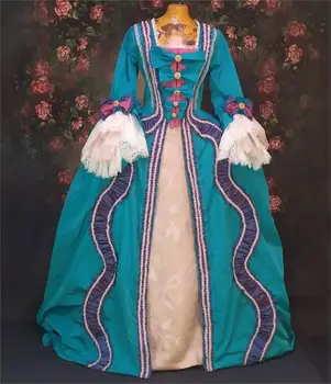 החלוק a la francaise בשמיים כחולים taffety 1770s רוקוקו מארי אנטואנט שמלת נשף נסיכה אצילית מלכה שמלה בהזמנה אישית